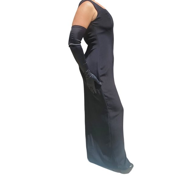 Vintage Black Montage by Mon Cheri Square-Neck Slim-Cut Gown Size 4 - Picture 3 of 16